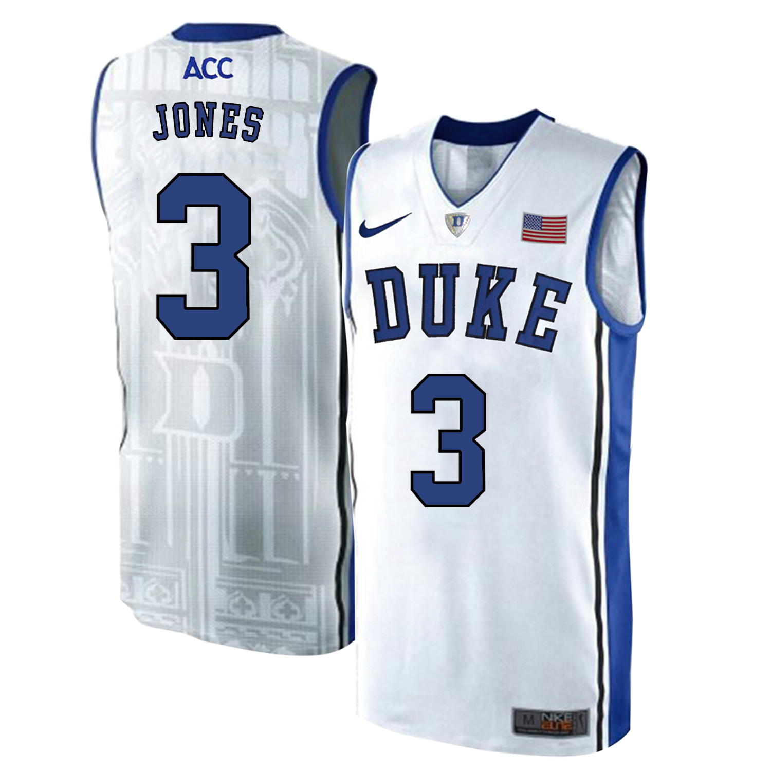 Duke Blue Devils 3 Tre Jones White Elite Nike College Basketball Jersey