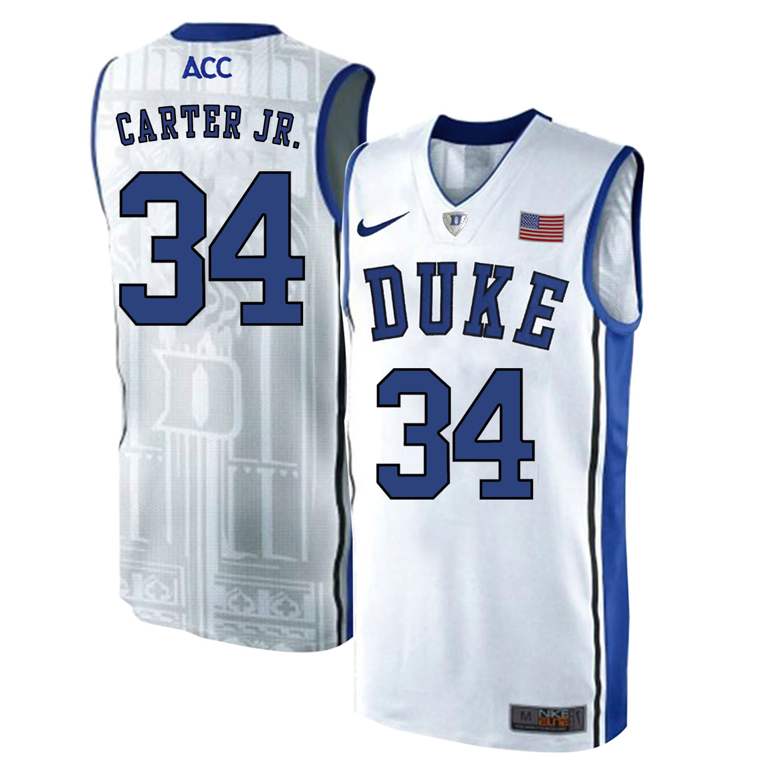 Duke Blue Devils 34 Wendell Carter Jr. White Elite Nike College Basketball Jersey