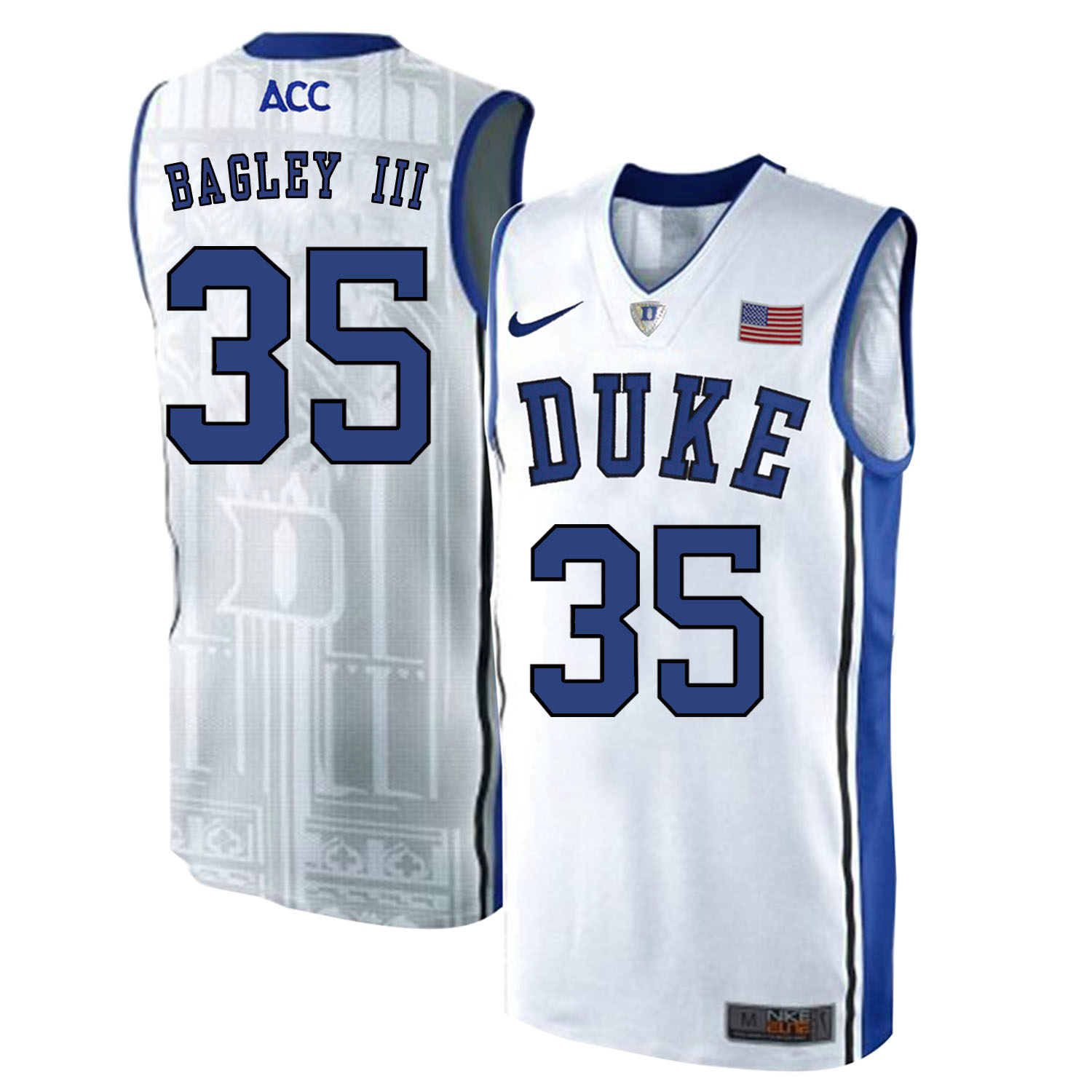 Duke Blue Devils 35 Marvin Bagley III White Elite Nike College Basketball Jersey