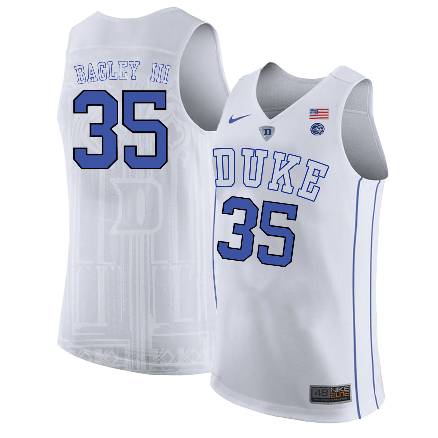 Duke Blue Devils 35 Marvin Bagley III White Nike College Basketball Jersey