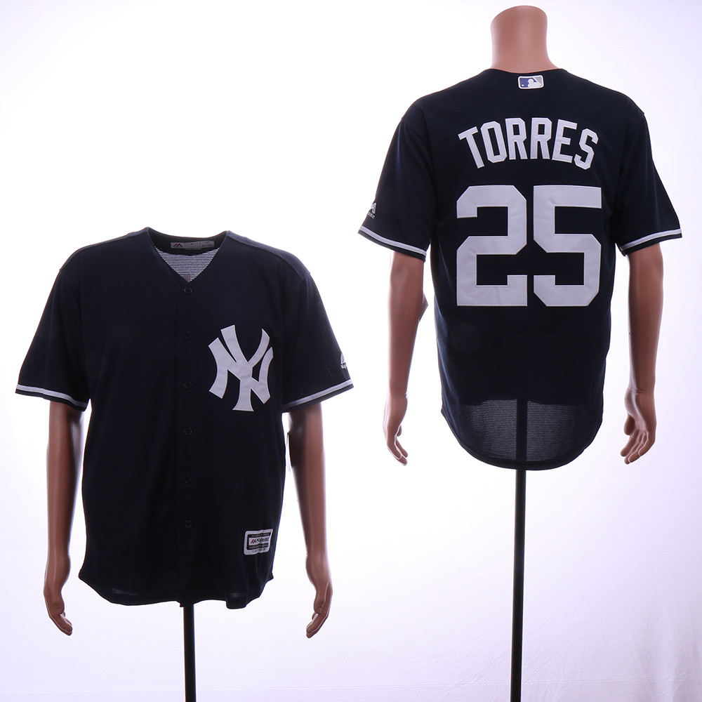 Yankees 25 Gleyber Torres Black Cool Base Jersey
