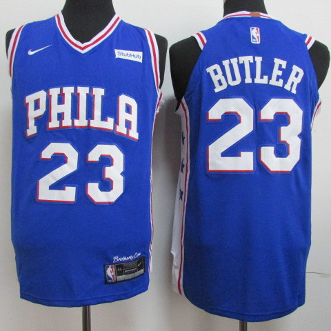 76ers 23 Jimmy Butler Blue Nike Authentic Jersey