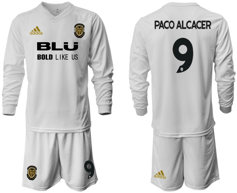 2018-19 Valencia 9 PACO ALCACER Home Long Sleeve Soccer Jersey