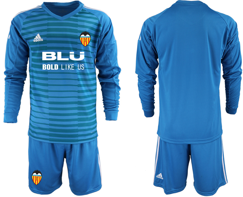 2018-19 Valencia Blue Long Sleeve Goalkeeper Soccer Jersey