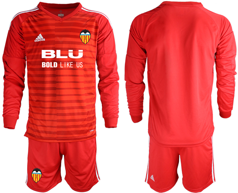 2018-19 Valencia Red Long Sleeve Goalkeeper Soccer Jersey