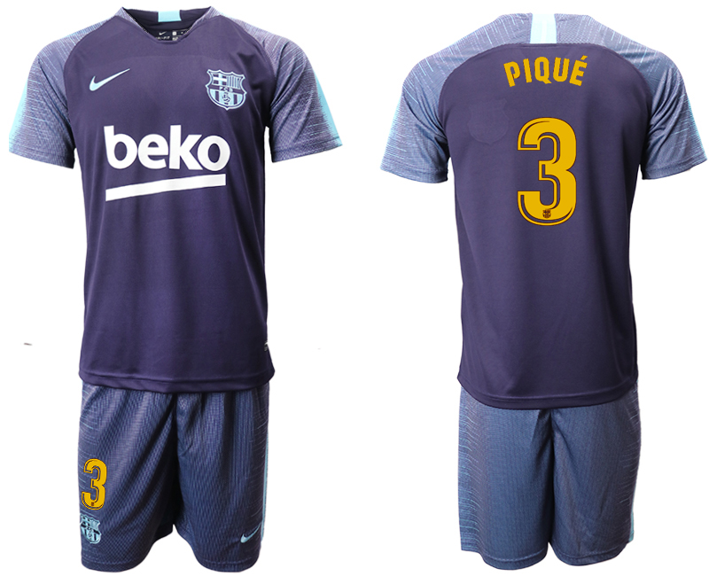 2018-19 Barcelona 3 PIQUE Dark Blue Training Soccer Jersey