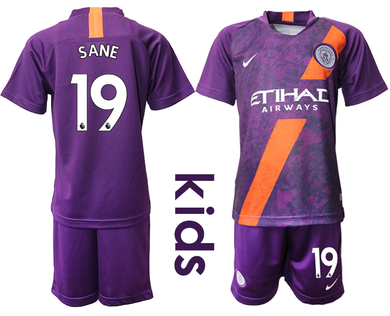 2018-19 Manchester City 19 SANE Youth Third Away Soccer Jersey