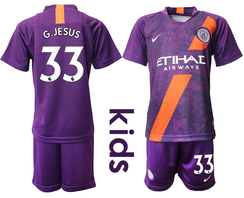 2018-19 Manchester City 33 G.JESUS Youth Third Away Soccer Jersey