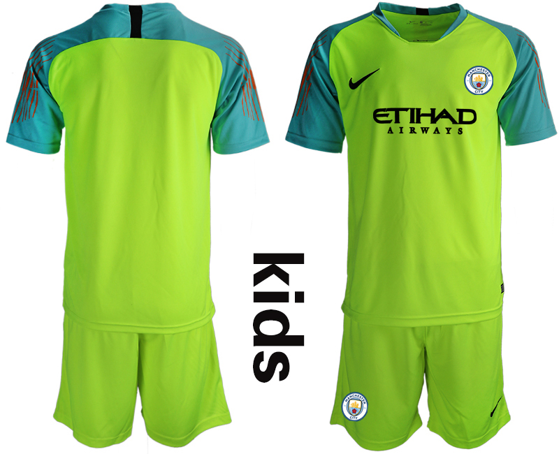 2018-19 Manchester City Fluorescent Green Youth Goalkeeper Soccer Jersey
