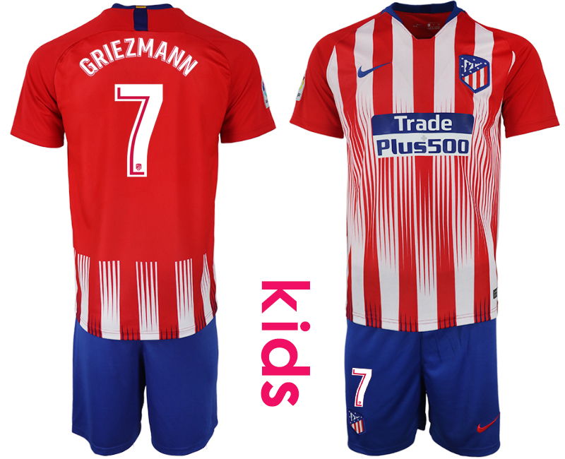 2018-19 Atletico Madrid 7 GRIEZMANN Home Youth Soccer Jersey