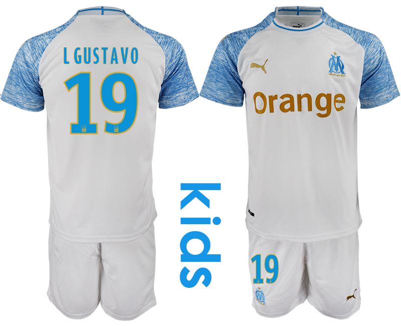 2018-19 Marseille 19 L GUSTAVO Home Youth Soccer Jersey
