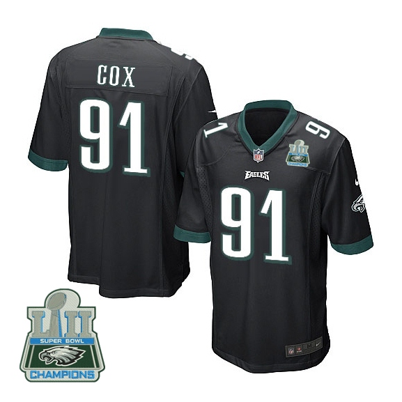 Nike Eagles 91 Fletcher Cox Black Youth 2018 Super Bowl Champions Game Jersey