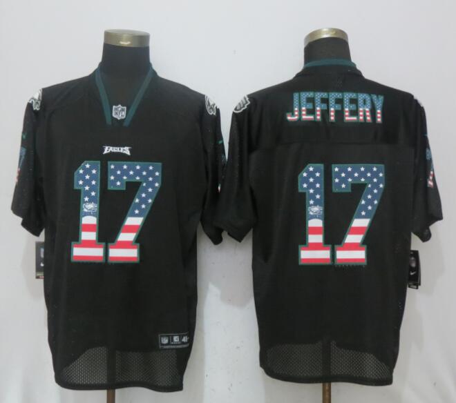 Nike Eagles 17 Alshon Jeffery Black USA Flag Fashion Elite Jersey