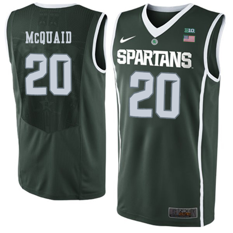 Michigan State 20 Matt McQuaid Green College Basketball Jersey