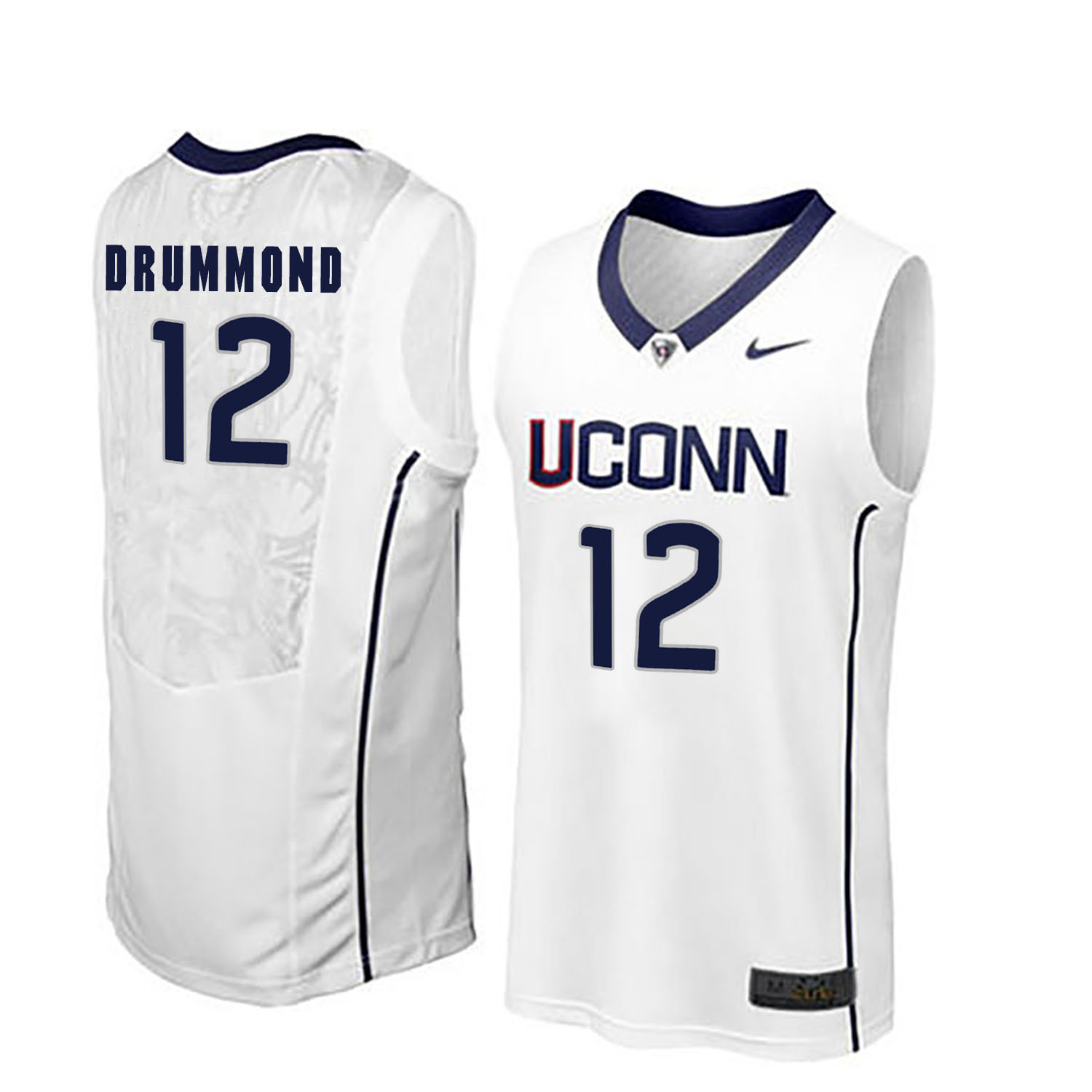 UConn Huskies 12 Andre Drummond White College Basketball Jersey