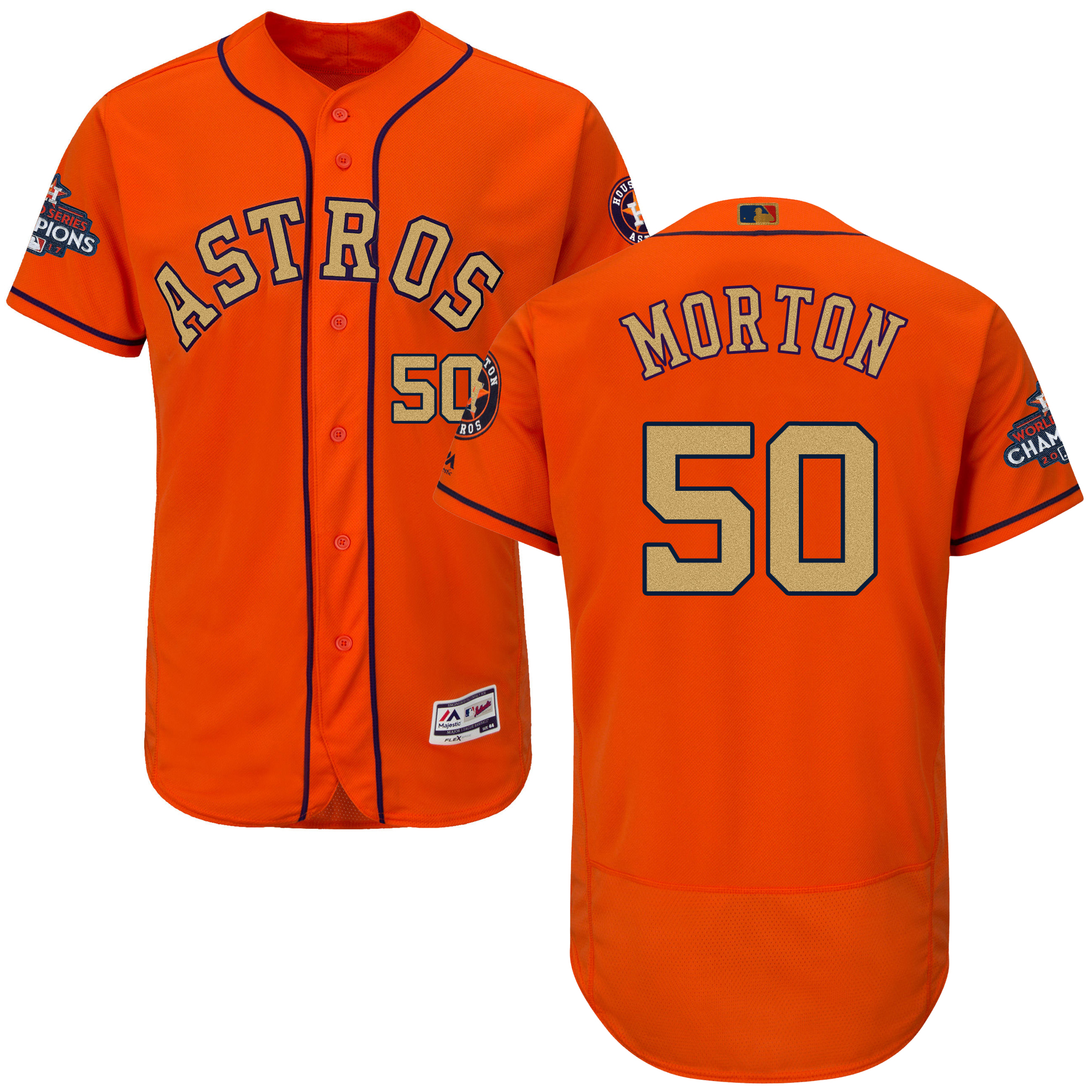 Astros 50 Charlie Morton Orange 2018 Gold Program Flexbase Jersey