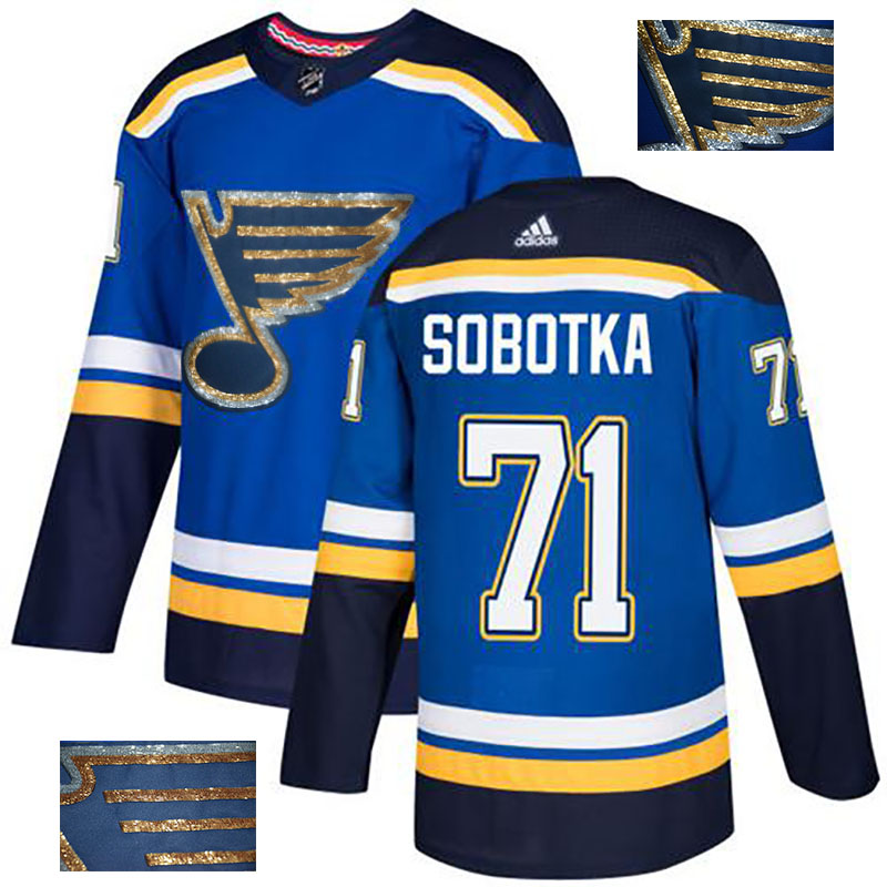 Blues 71 Vladimir Sobotka Blue Glittery Edition Adidas Jersey