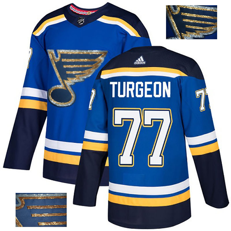 Blues 77 Pierre Turgeon Blue Glittery Edition Adidas Jersey