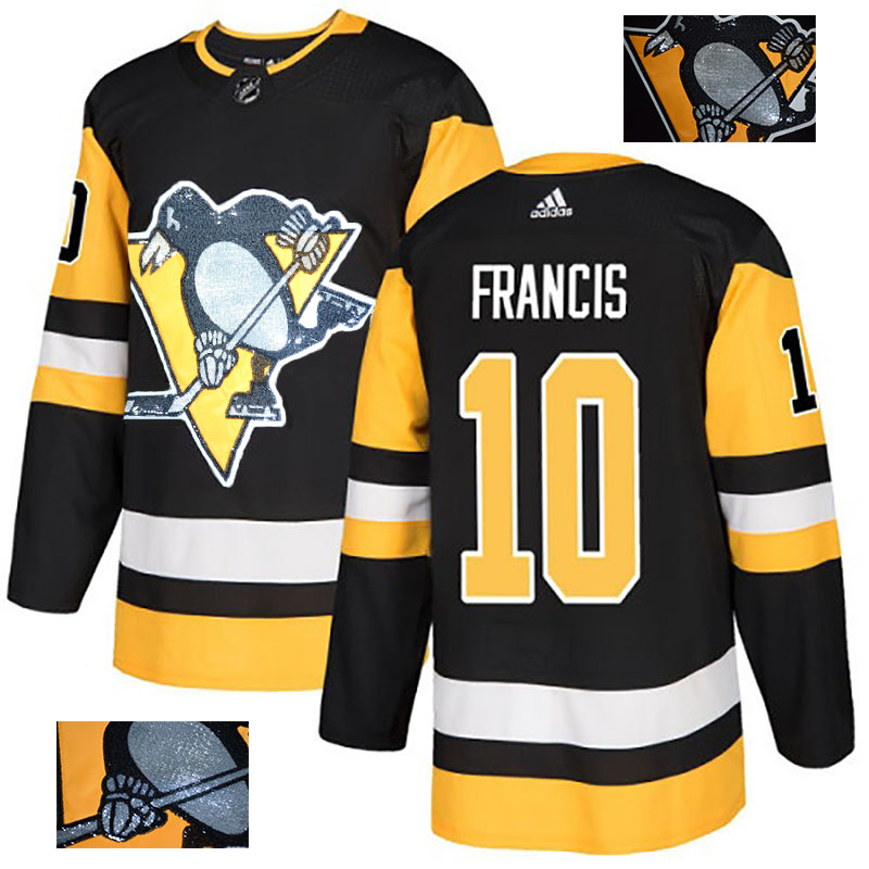 Penguins 10 Ron Francis Black Glittery Edition Adidas Jersey