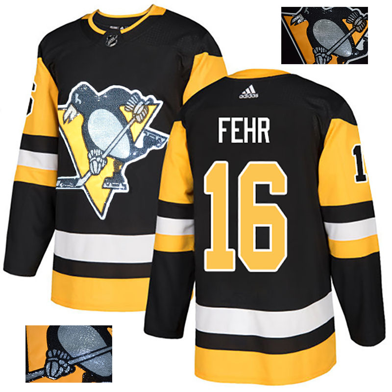 Penguins 16 Eric Fehr Black Glittery Edition Adidas Jersey