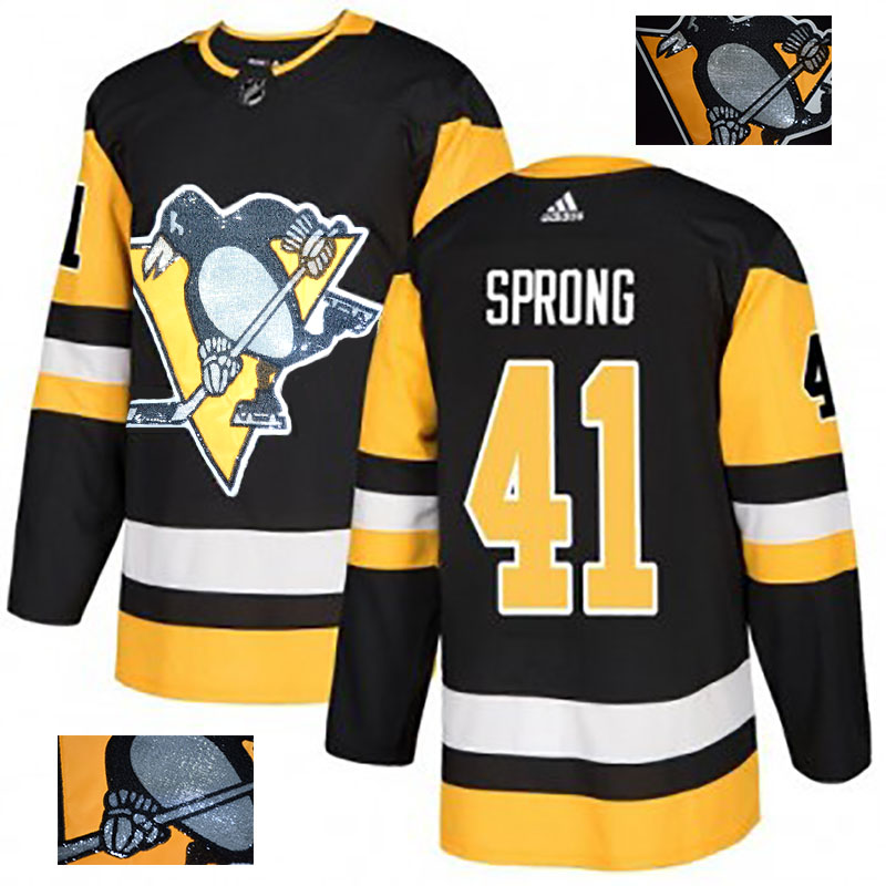 Penguins 41 Daniel Sprong Black Glittery Edition Adidas Jersey