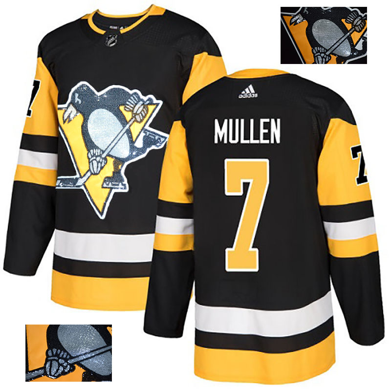 Penguins 7 Joe Mullen Black Glittery Edition Adidas Jersey