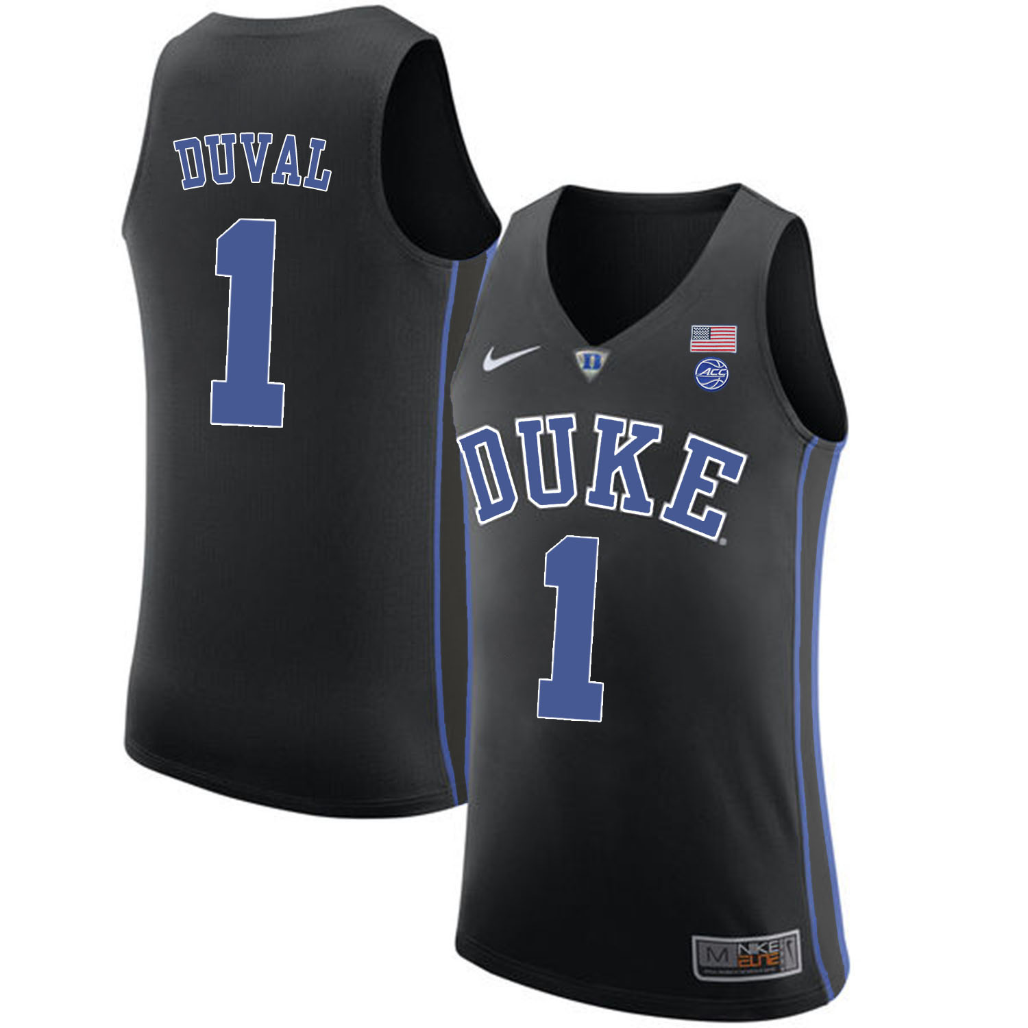 Duke Blue Devils 1 Trevon Duval Black Nike College Basketball Jersey