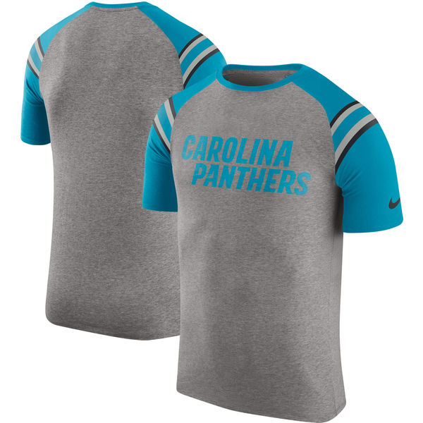Carolina Panthers Nike Enzyme Shoulder Stripe Raglan T-Shirt Heathered Gray