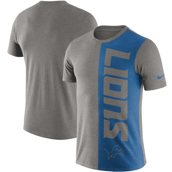 Detroit Lions Nike Coin Flip Tri Blend T-Shirt Heathered Gray/Blue