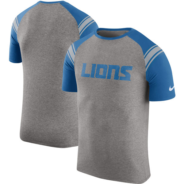 Detroit Lions Nike Enzyme Shoulder Stripe Raglan T-Shirt Heathered Gray