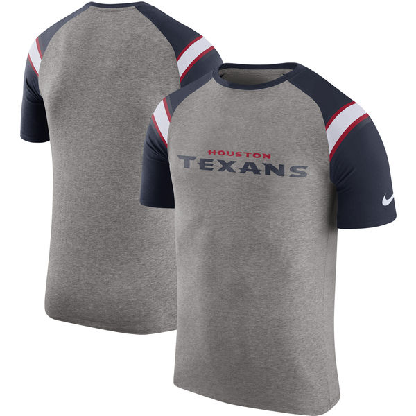 Houston Texans Nike Enzyme Shoulder Stripe Raglan T-Shirt Heathered Gray