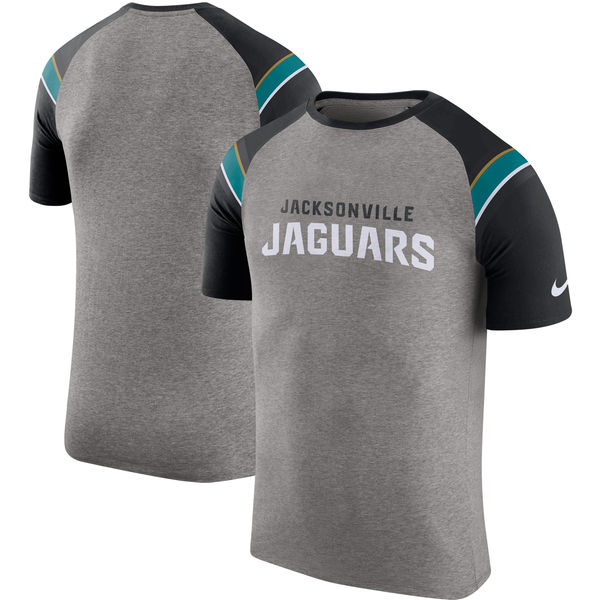 Jacksonville Jaguars Nike Enzyme Shoulder Stripe Raglan T-Shirt Heathered Gray