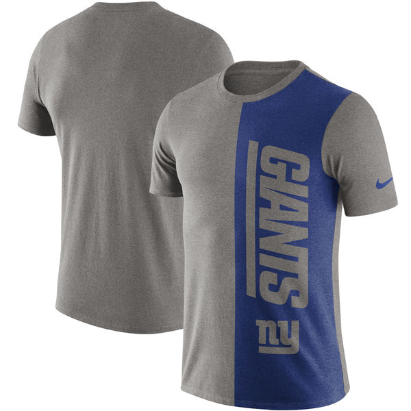 New York Giants Nike Coin Flip Tri Blend T-Shirt Heathered Gray/Royal