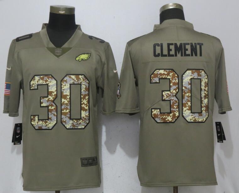Nike Eagles 30 Corey Clement Olive Camo Salute To Service Limited Jersey