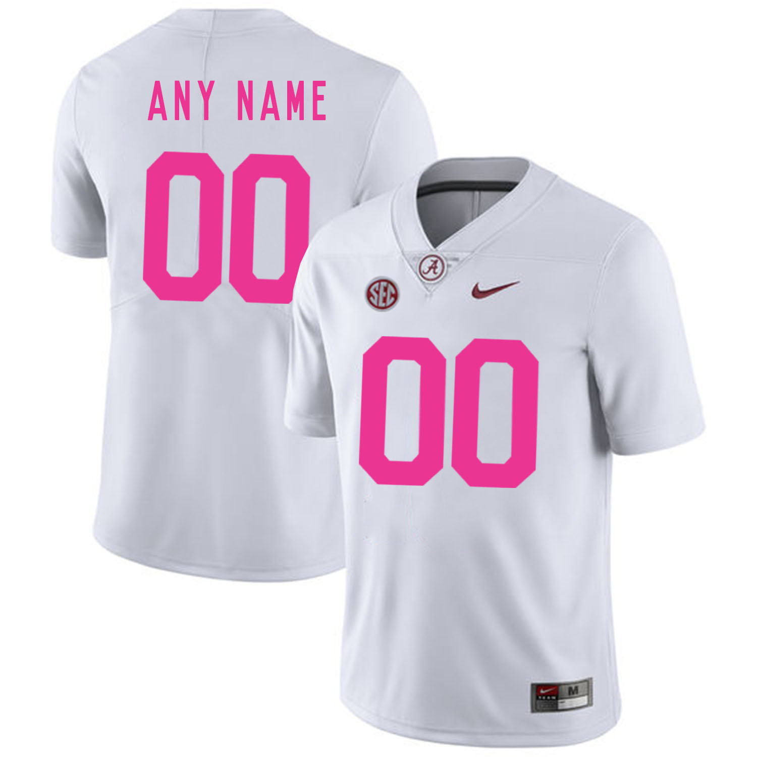 Alabama Crimson Tide White Men's Customized 2018 Breast Cancer Awareness College Football Jersey