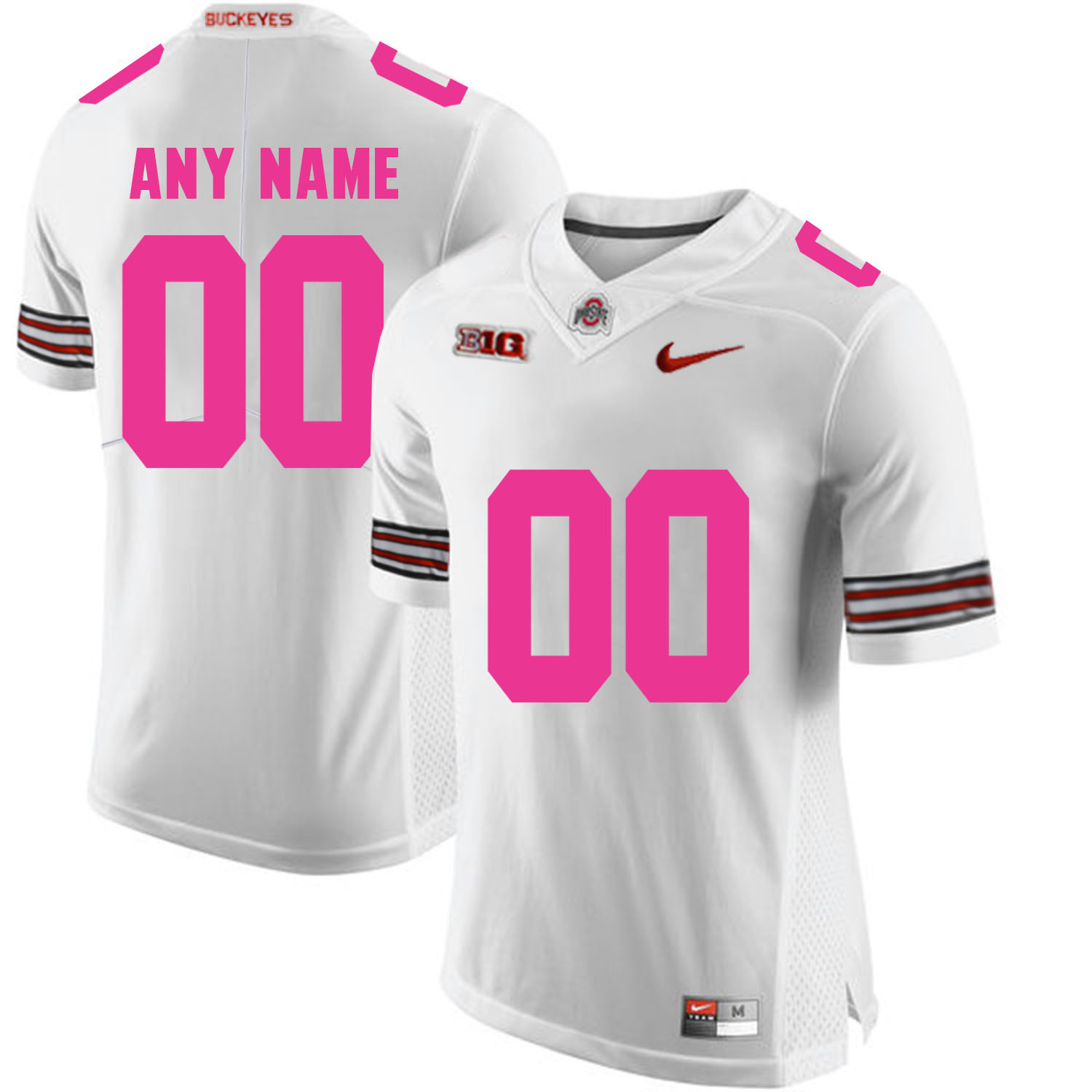 Ohio State Buckeyes White Men's Customized 2018 Breast Cancer Awareness College Football Jersey