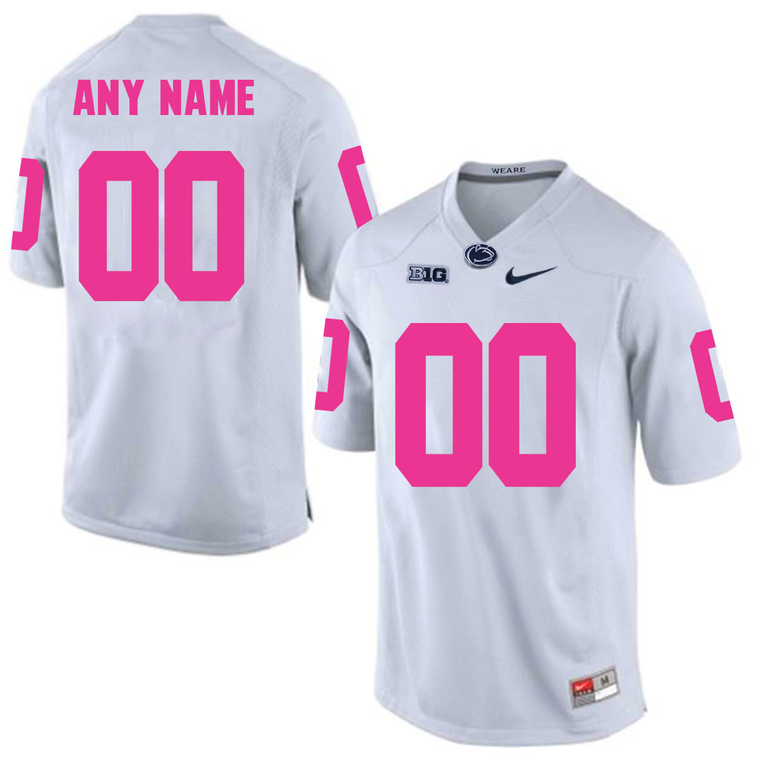 Penn State Nittany Lions White Men's Customized 2018 Breast Cancer Awareness College Football Jersey