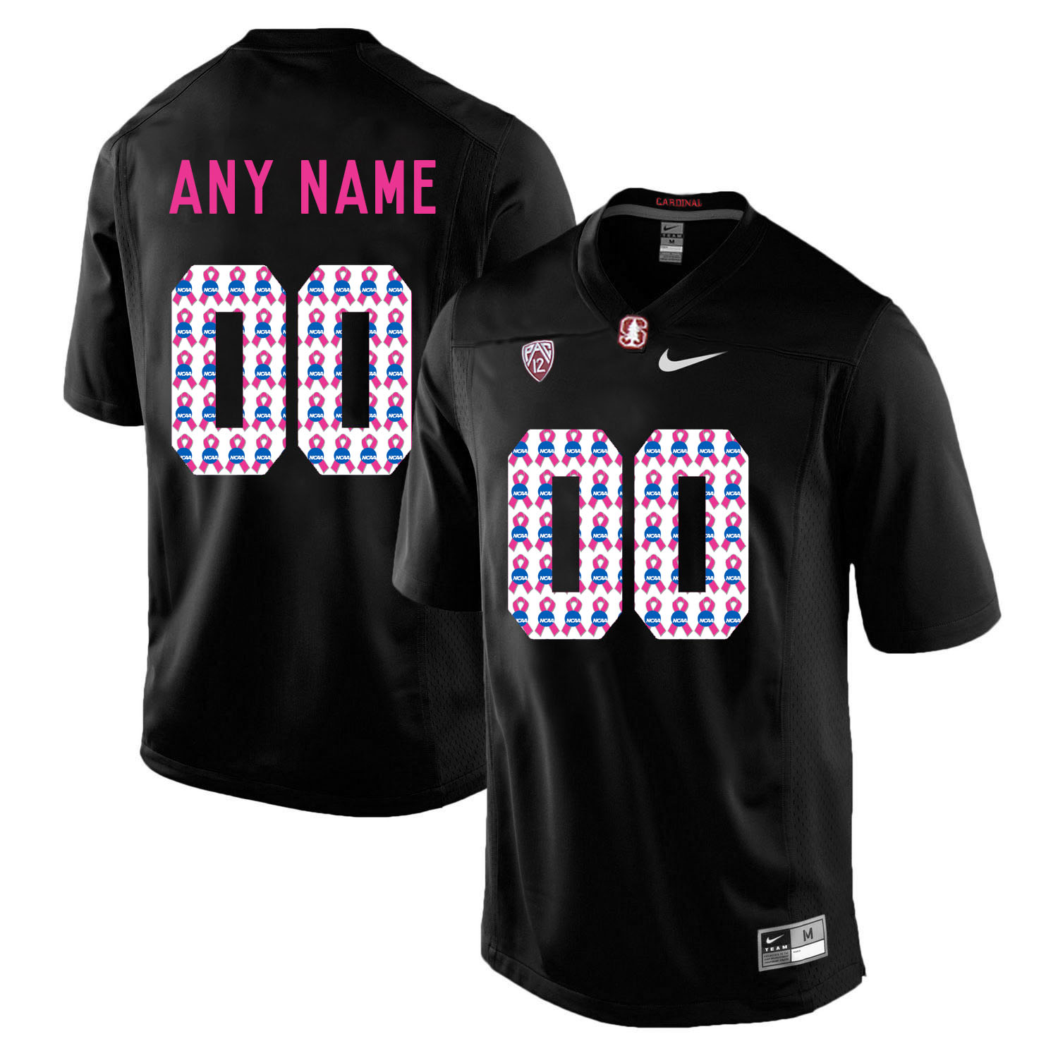 Stanford Cardinal Black Shadow Men's Customized 2018 Breast Cancer Awareness College Football Jersey