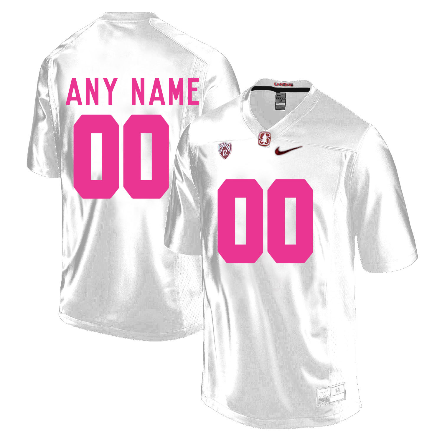 Stanford Cardinal White Men's Customized 2018 Breast Cancer Awareness College Football Jersey