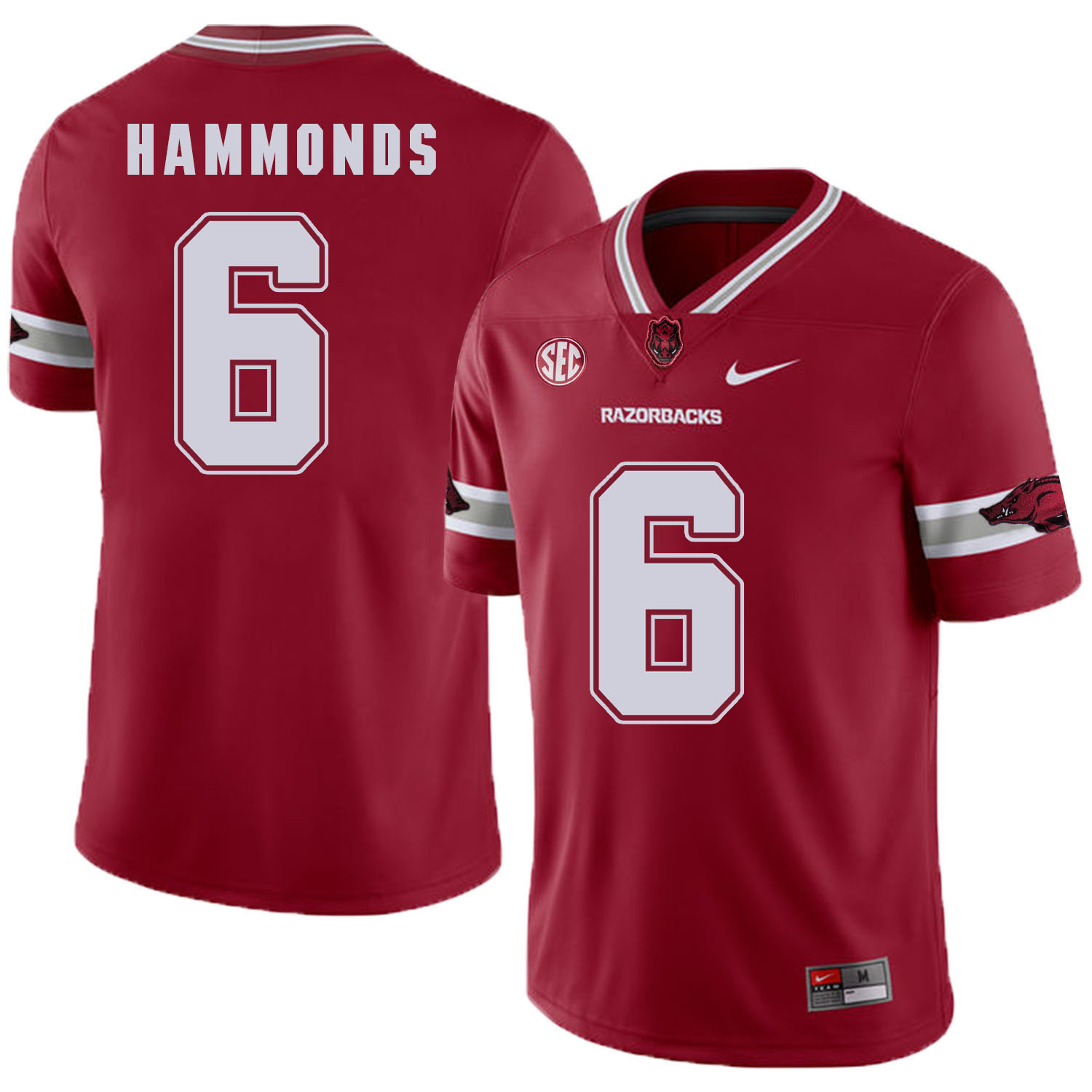 Arkansas Razorbacks 6 T.J. Hammonds Red College Football Jersey