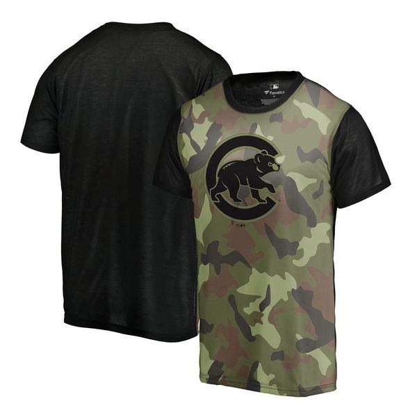 Chicago Cubs Fanatics Branded Green 2018 Memorial Day Camo Blast Sublimated T-Shirt