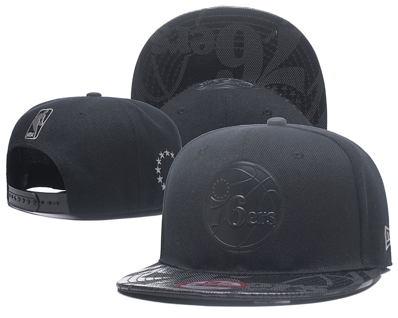 76ers Team Logo All Black Adjustable Hat YD