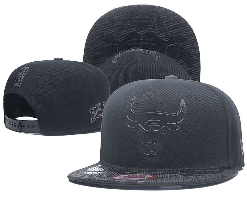 Bulls Team Logo All Black Adjustable Hat YD