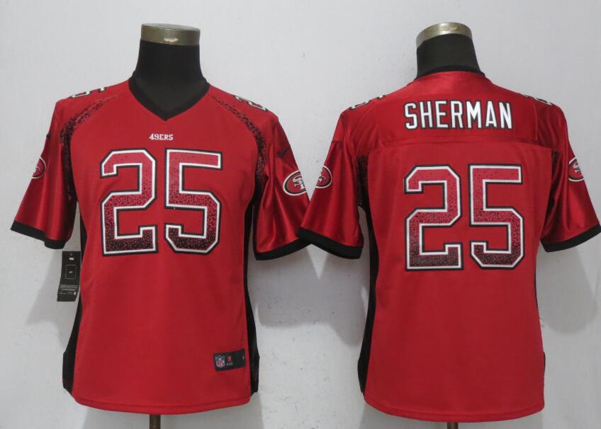 Nike 49ers 25 Richard Sherman Red Women Drift Fashion Jersey