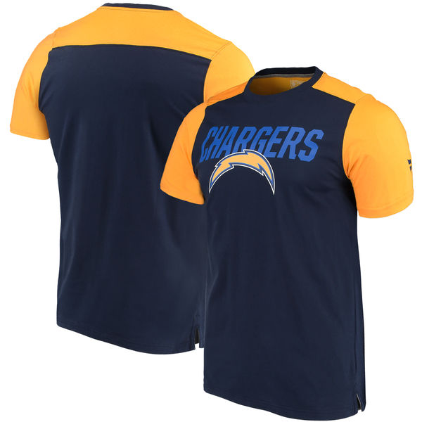 Los Angeles Chargers NFL Pro Line by Fanatics Branded Iconic Color Blocked T-Shirt Navy Gold