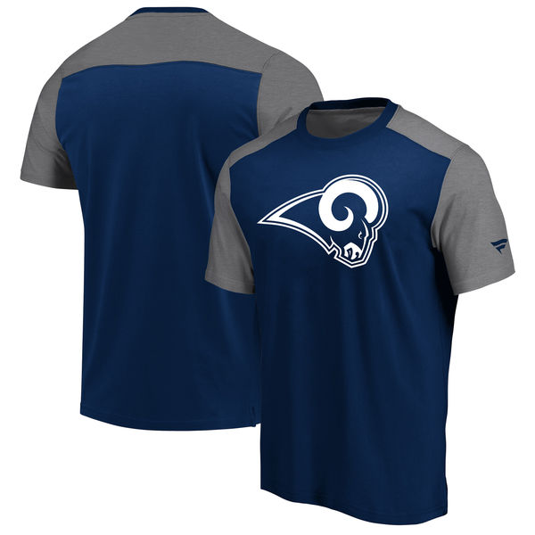 Los Angeles Rams NFL Pro Line by Fanatics Branded Iconic Color Block T-Shirt NavyHeathered Gray