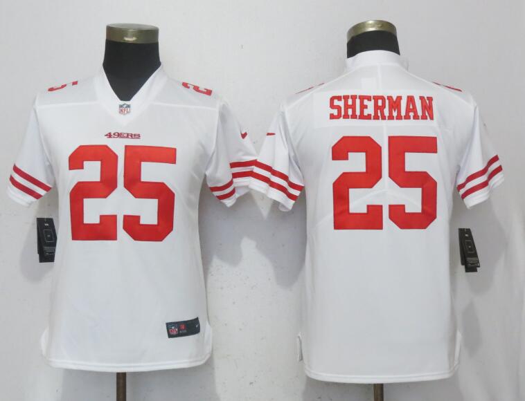 Nike 49ers 25 Richard Sherman White Women Vapor Untouchable Limited Jersey