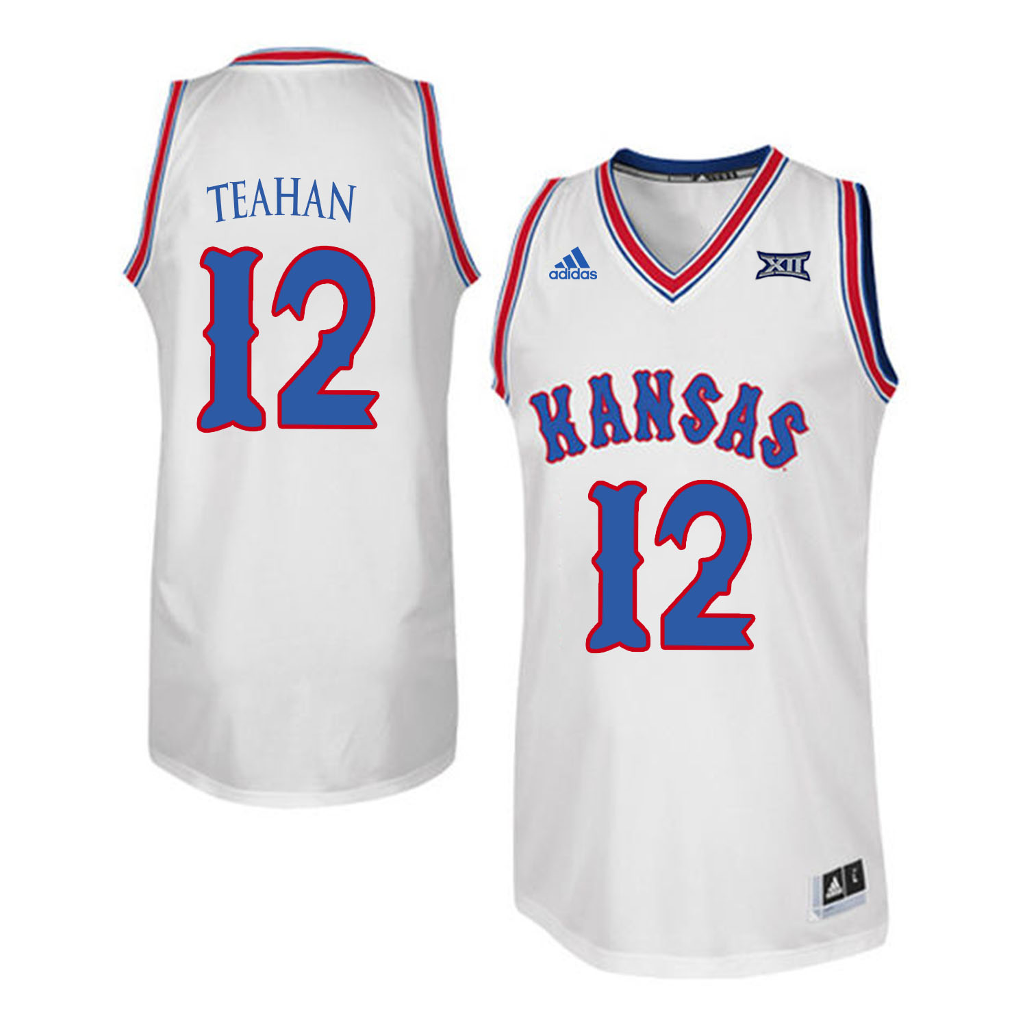 Kansas Jayhawks 12 Chris Teahan White Throwback College Basketball Jersey