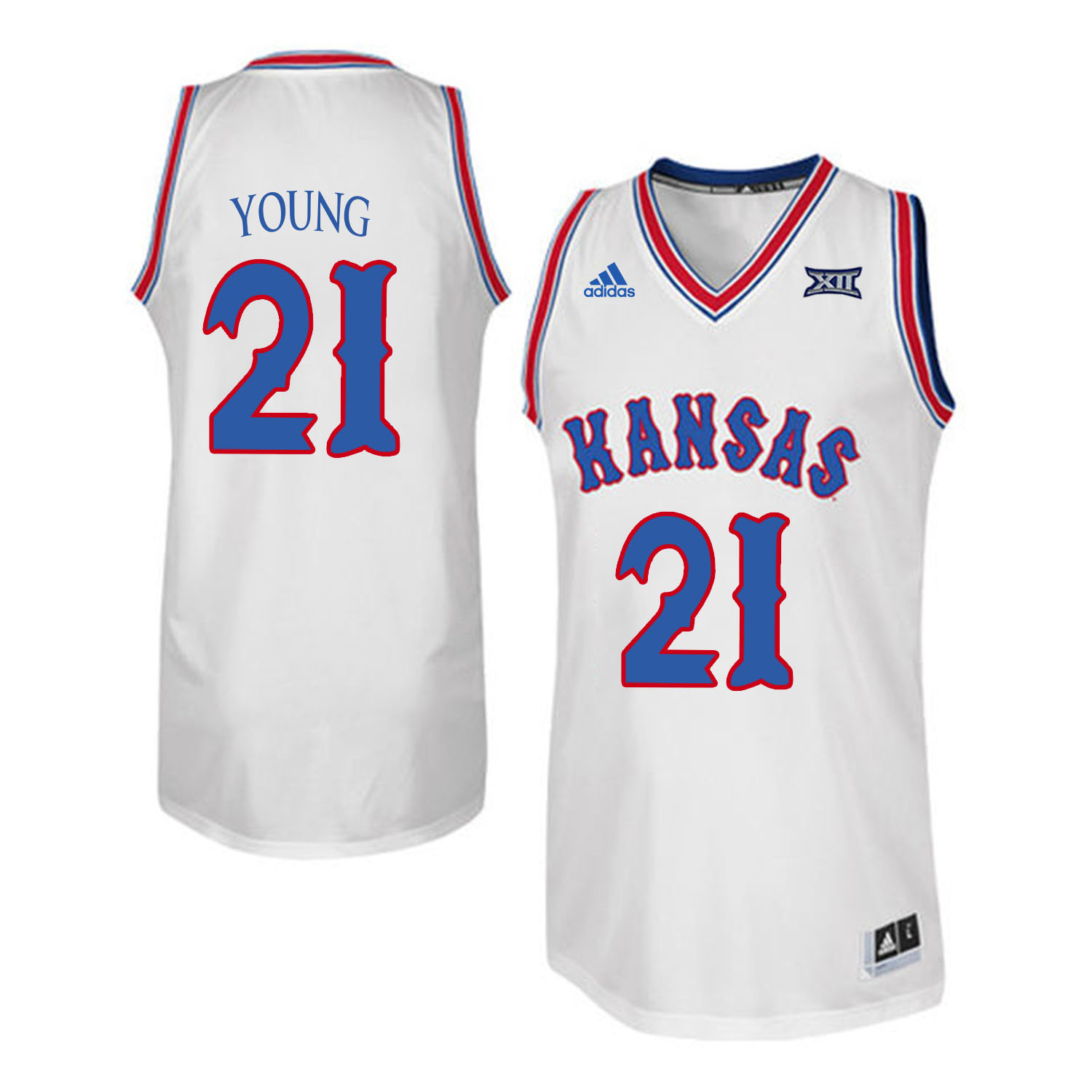 Kansas Jayhawks 21 Clay Young White Throwback College Basketball Jersey