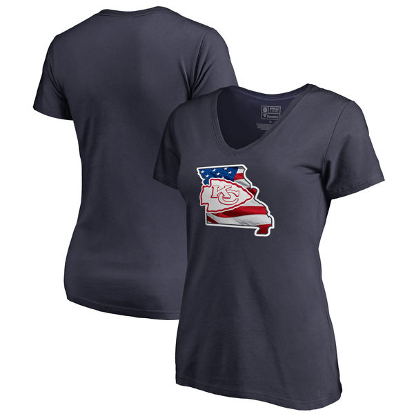 Kansas City Chiefs Navy Women's NFL Pro Line by Fanatics Branded Banner State T-Shirt